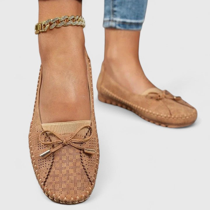 Bow Suede Look Moccasin Slip On Loafers