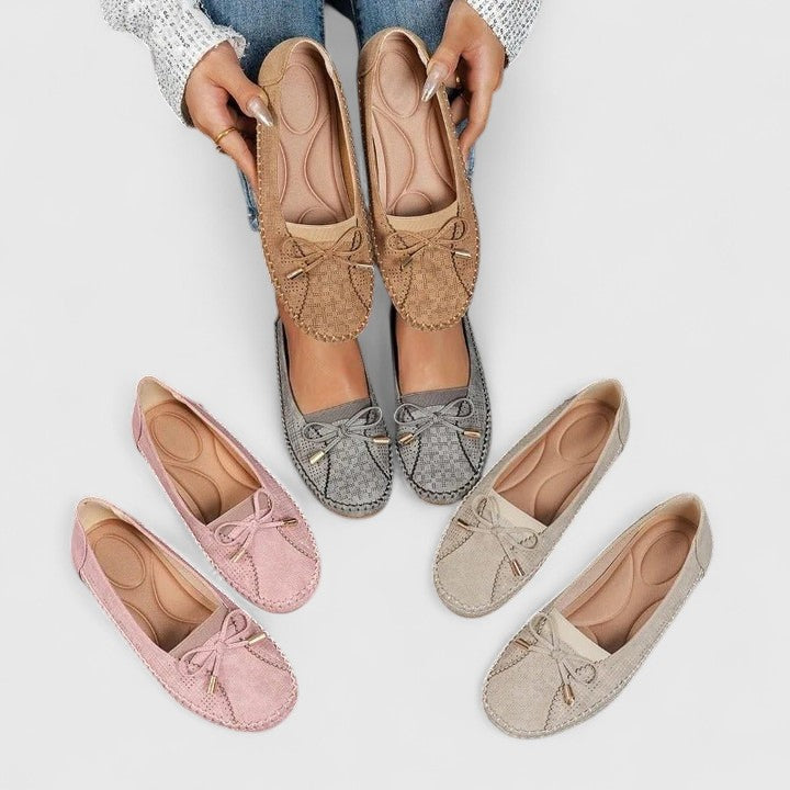 Bow Suede Look Moccasin Slip On Loafers