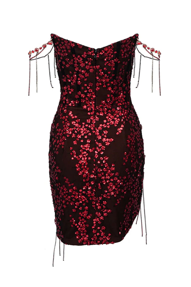 Camisole Diamond-embedded Tight Mini Dress