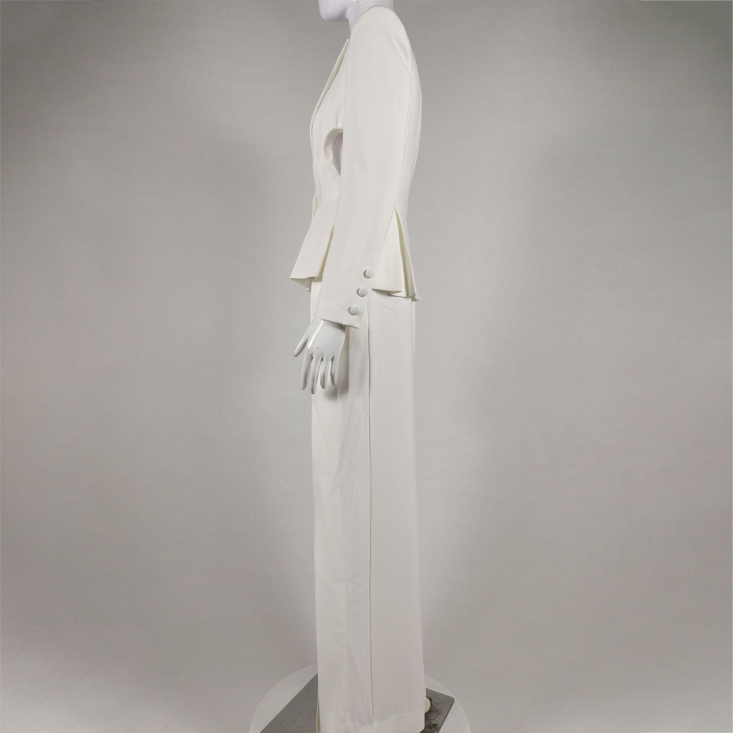 KittenAlarm - Lucinda Long Sleeve Collared Side Cut Out Top & Side Slit Pants Set