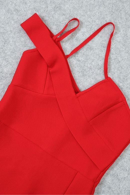 Luna Bodycon Midi Dress - Lipstick Red