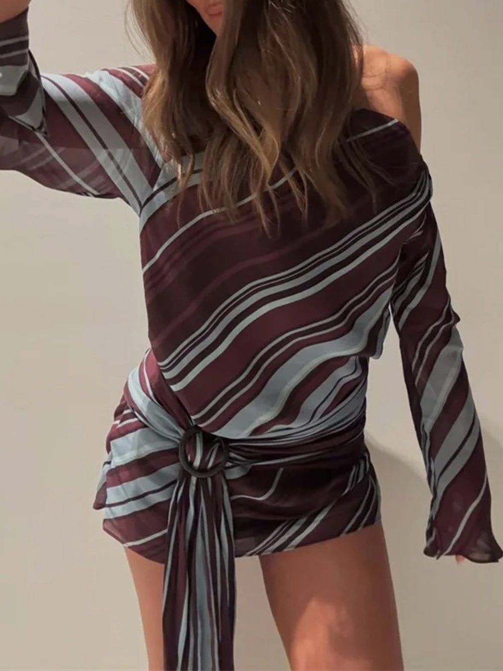 Luna Striped One-Shoulder Mini Dress