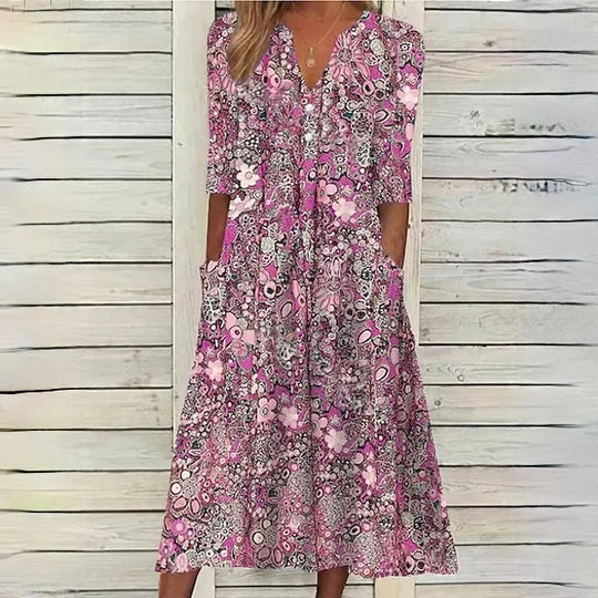 Natividad Effortless Hannah Flower Midi Dress Evening Wear Edit
