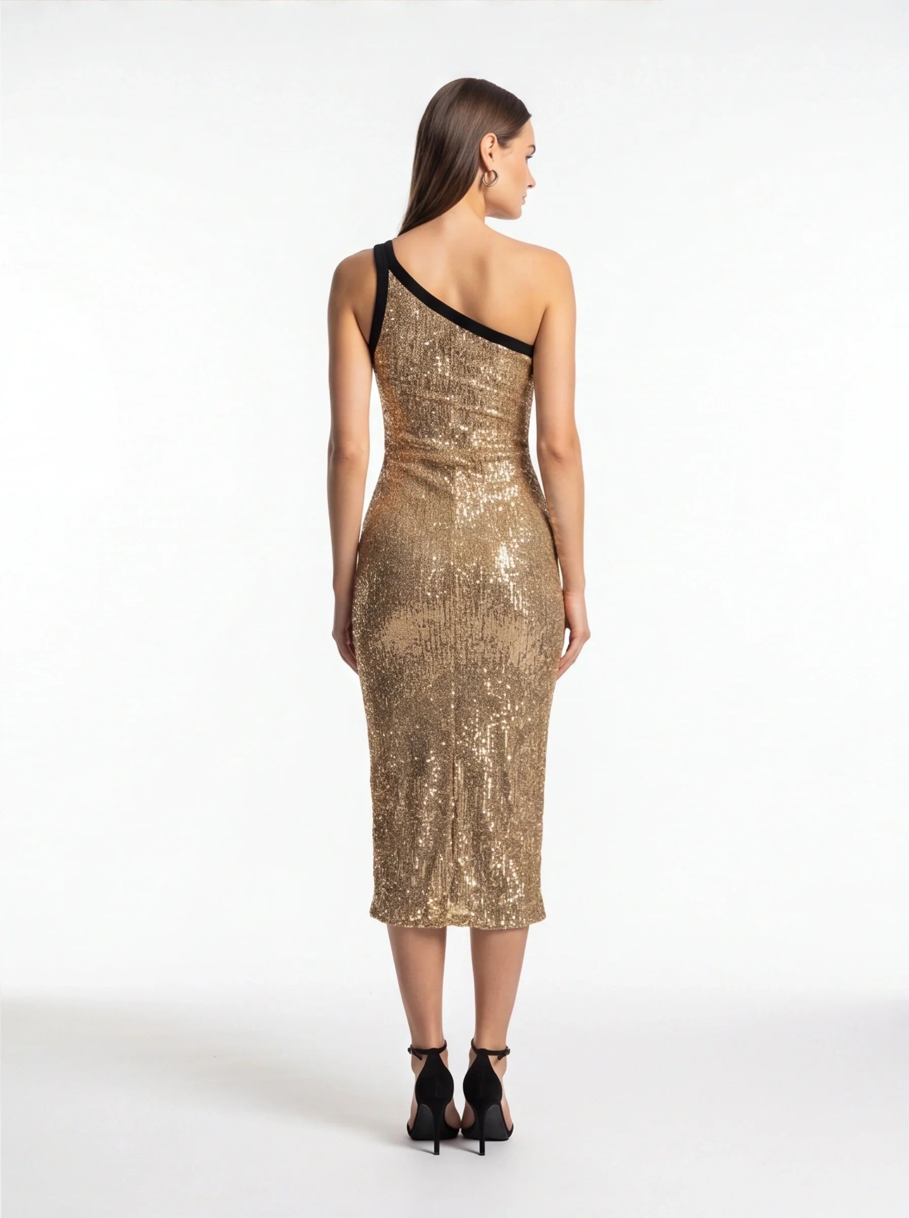 Glamorous Sequin Bodycon Midi Dress with Stretch Fit and Elegant Design