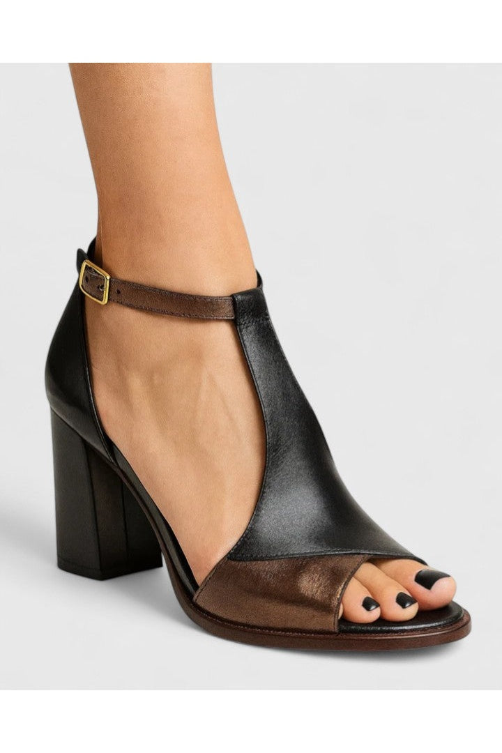Peep Toe Ankle Strap Block Heel Sandals