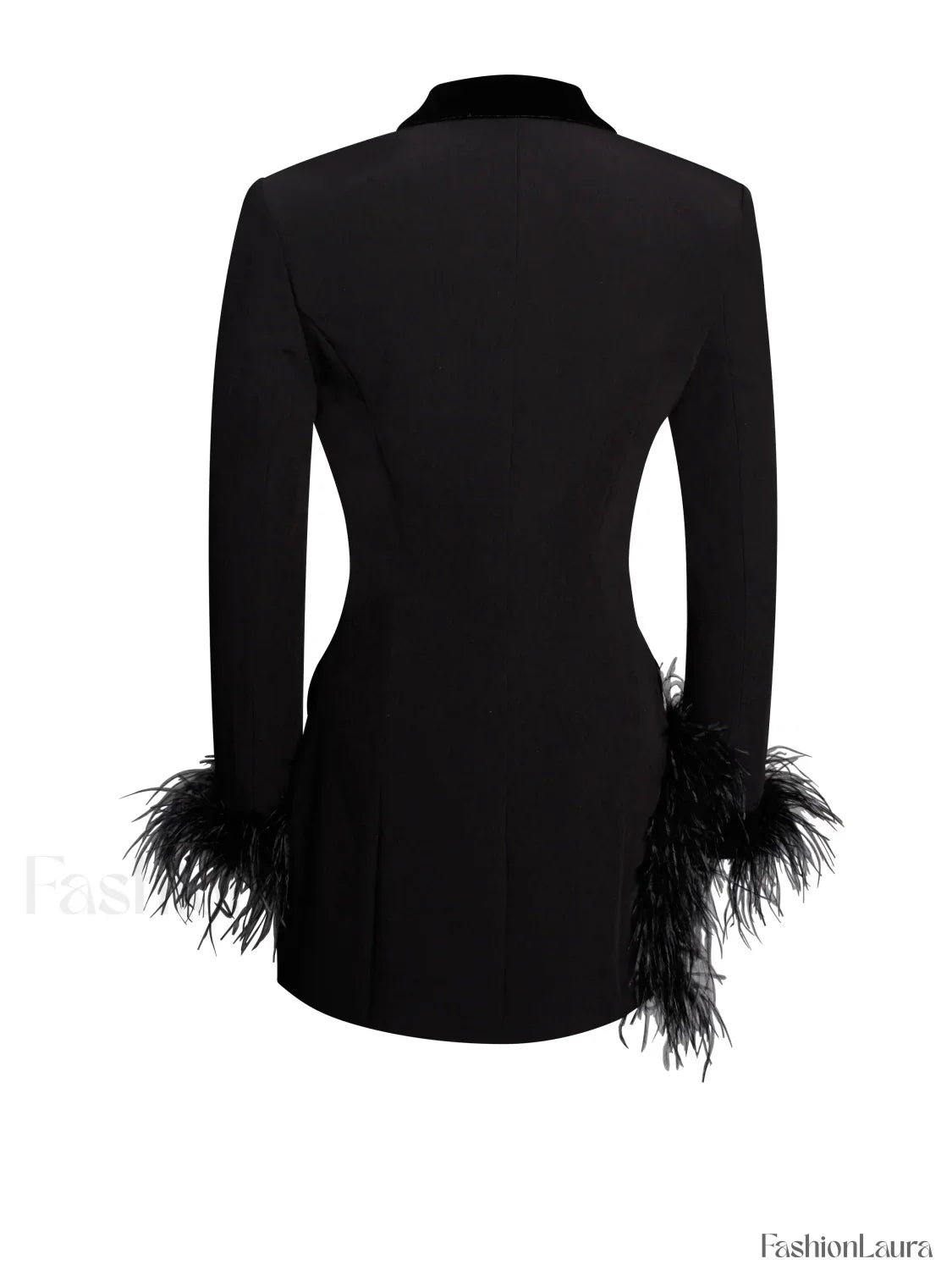 Madeline Black Feather Charming Trim Blazer Dress