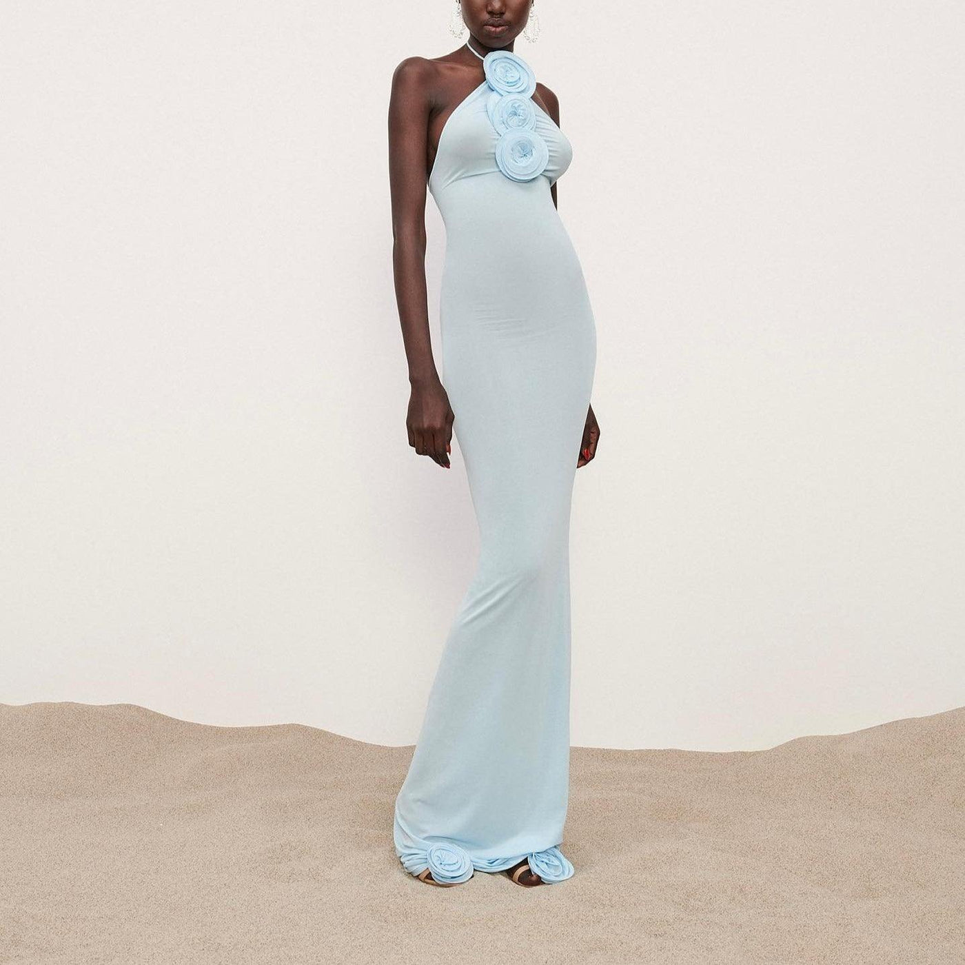 Easy Style Blue Mesh Maxi Dress 5