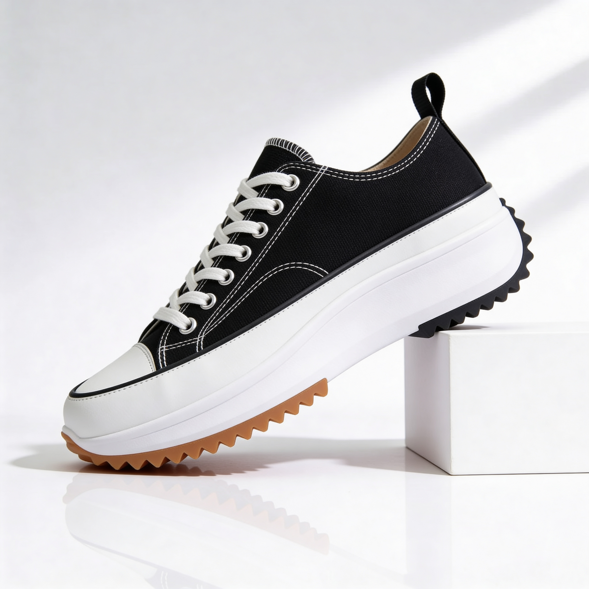 Zebra Print Lace Up Chunky Platform Sneakers