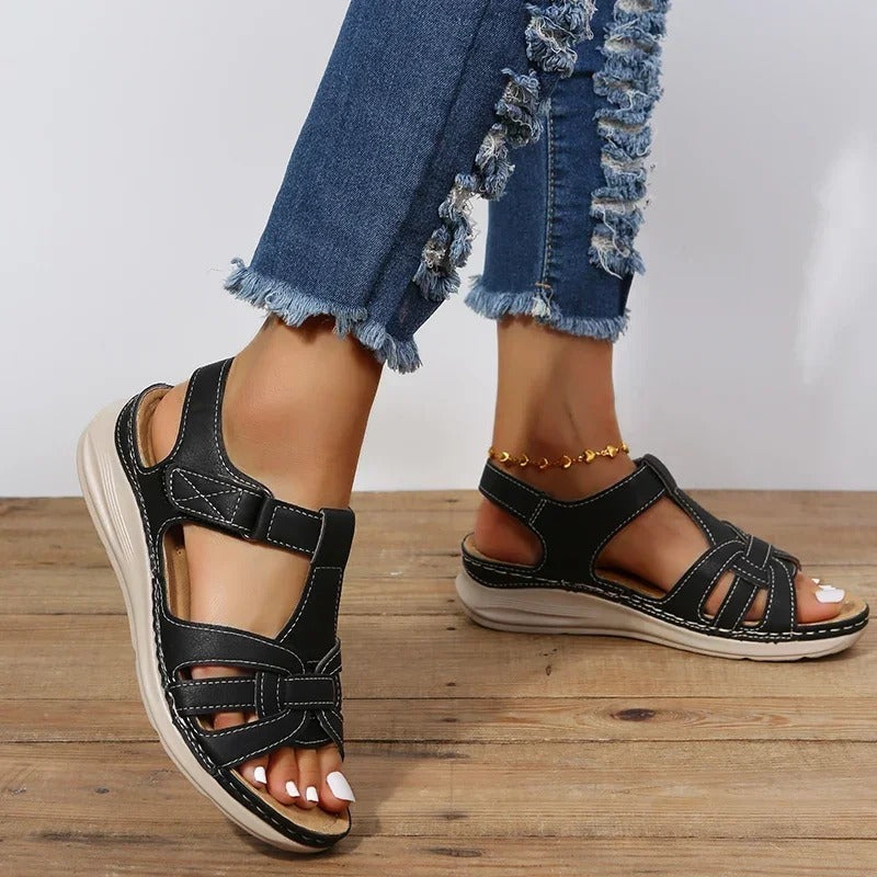 Closed Toe Fisherman Slingback Wedge Sandals