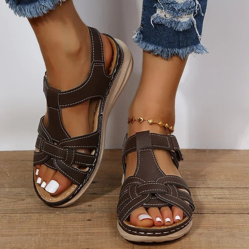 Closed Toe Fisherman Slingback Wedge Sandals
