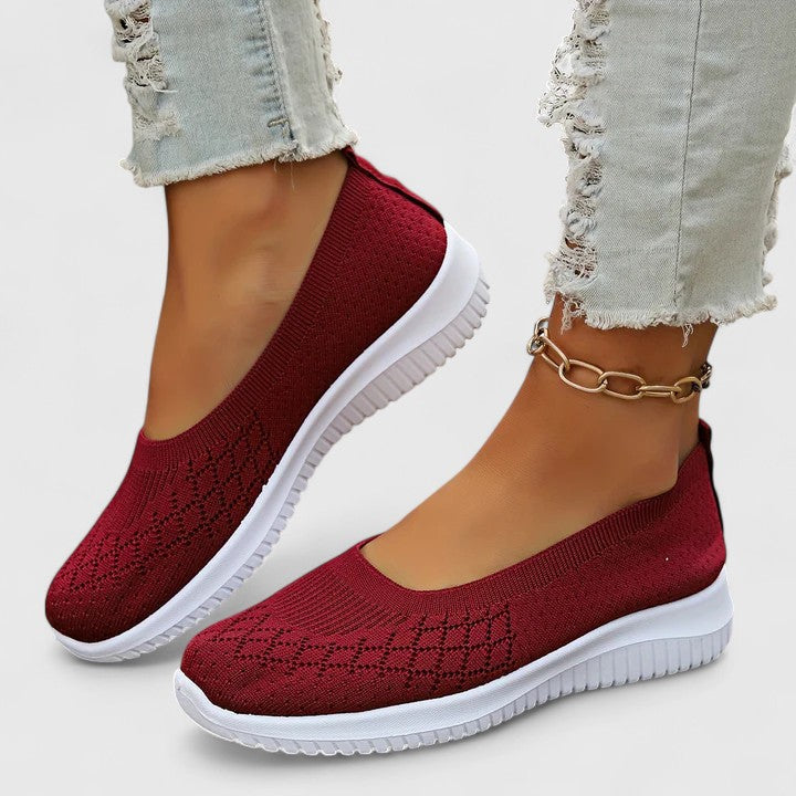Mesh Knit Slip On Flat Sneakers