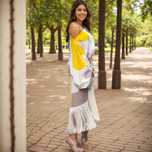One Shoulder Batwing Fringe Wrap Midi Dress 4