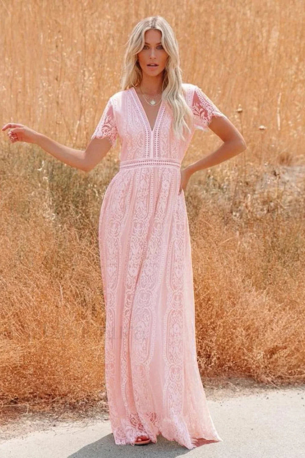 Make Your Heart Charming Race Maxi Dress S / Pink