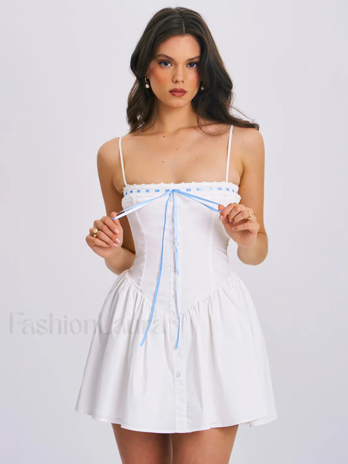 Malia Drop Waist Corset Graceful Lace Up Back Mini Dress XXS / US Dresses