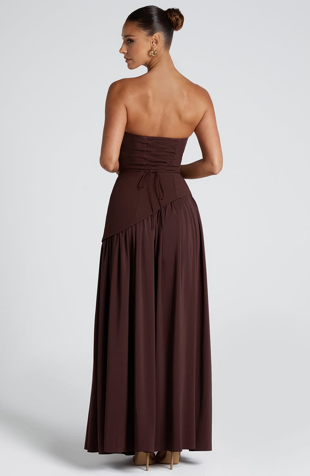 Strapless High Split Pleated Maxi Dress 5