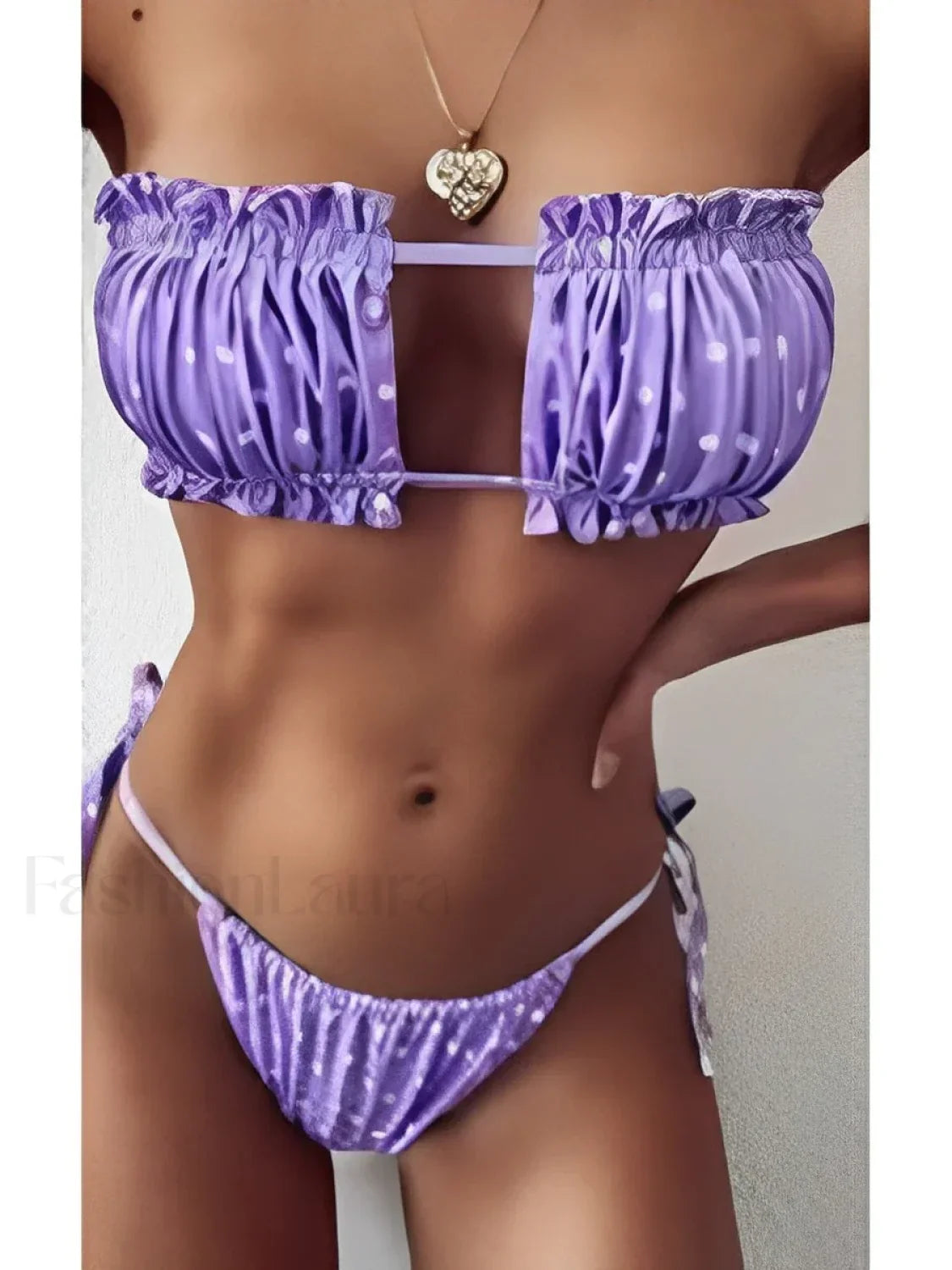 Marble Tie Back Bikini Set Purple / S