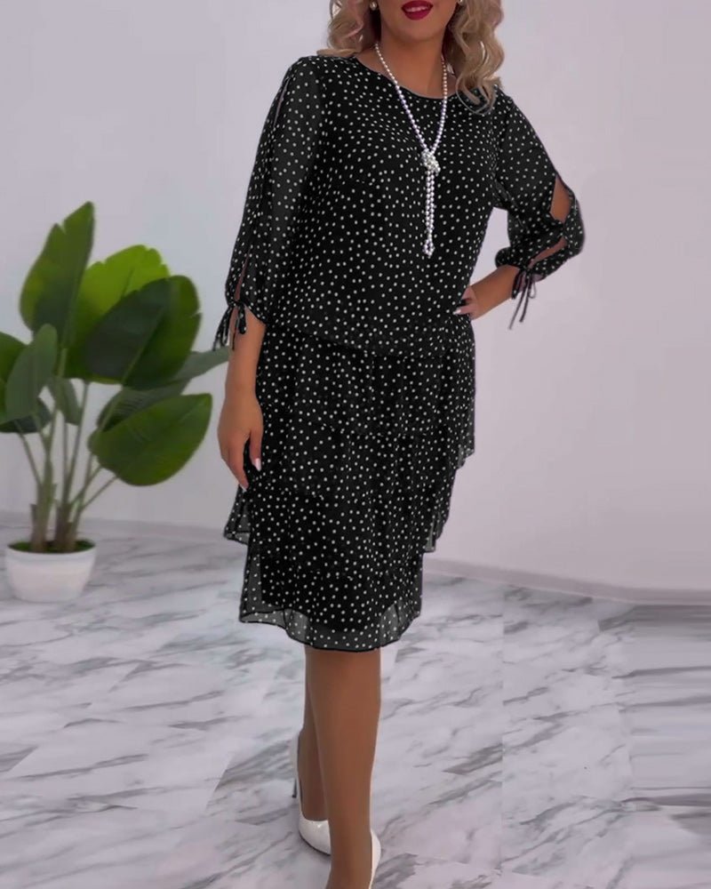Adriela Premium Polka Dot Layered Dress Statement Occasion Edit