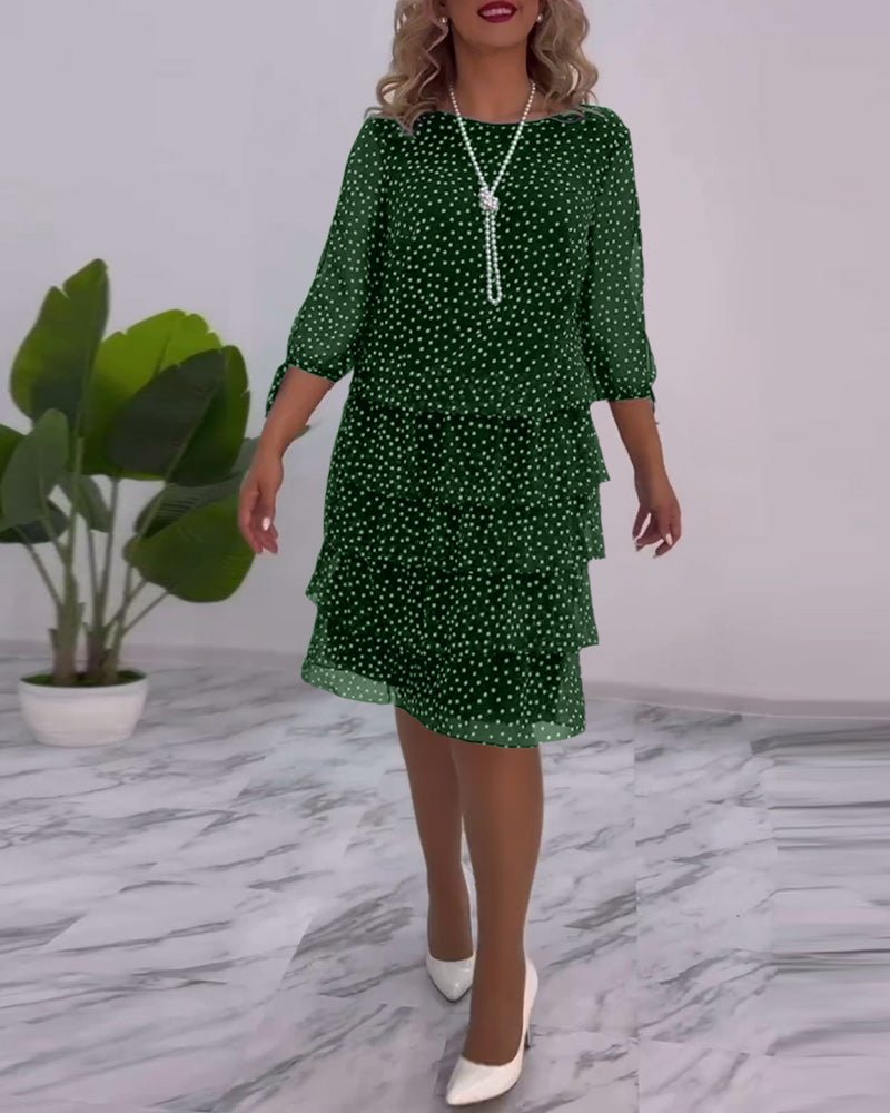 Adriela Premium Polka Dot Layered Dress Statement Occasion Edit