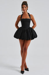 Satin Halter Neck Corset Bubble Hem Mini Dress 13