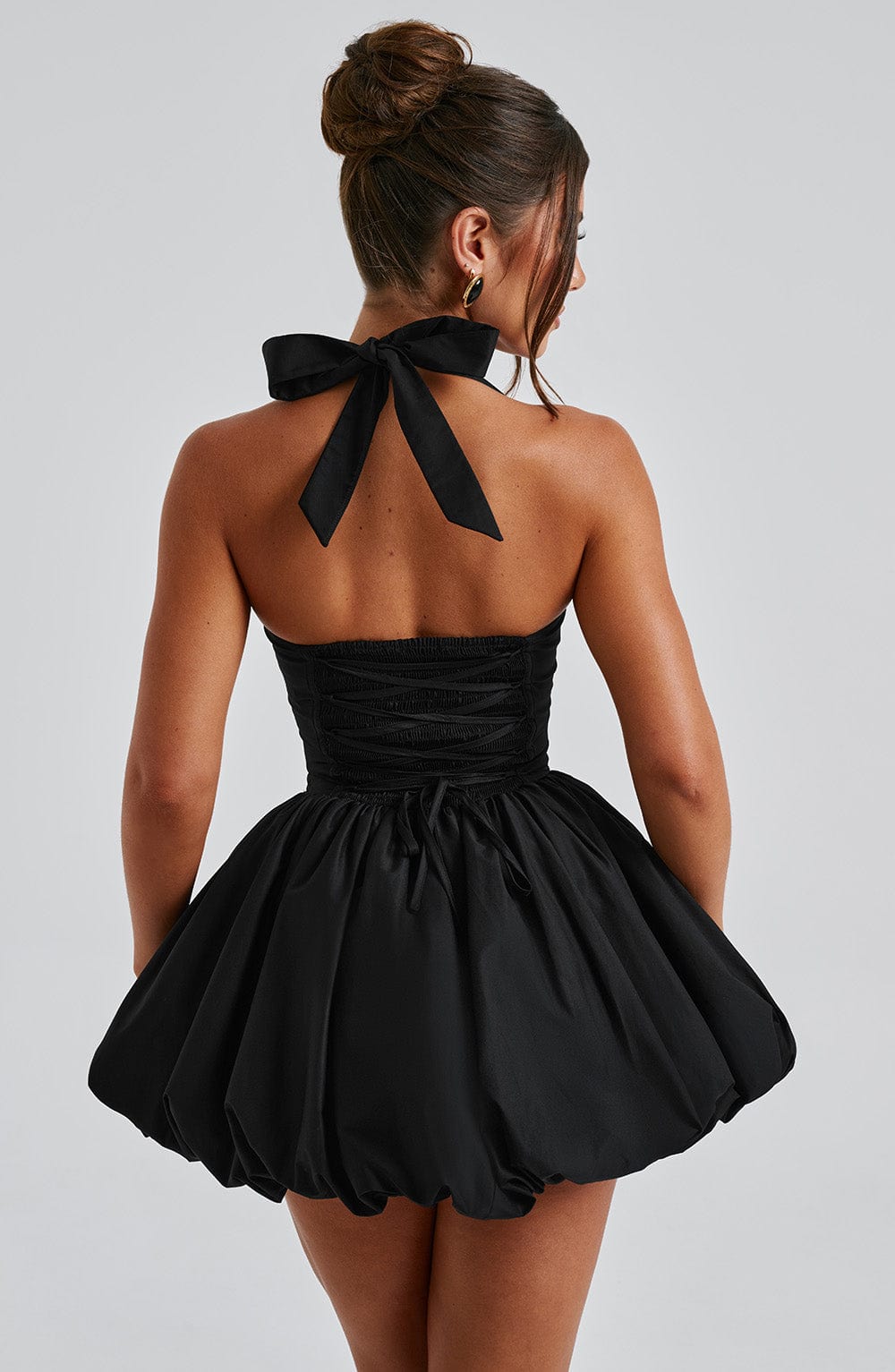 Satin Halter Neck Corset Bubble Hem Mini Dress 4