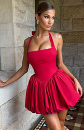 Halter Neck Corset Bubble Hem Mini Dress 11