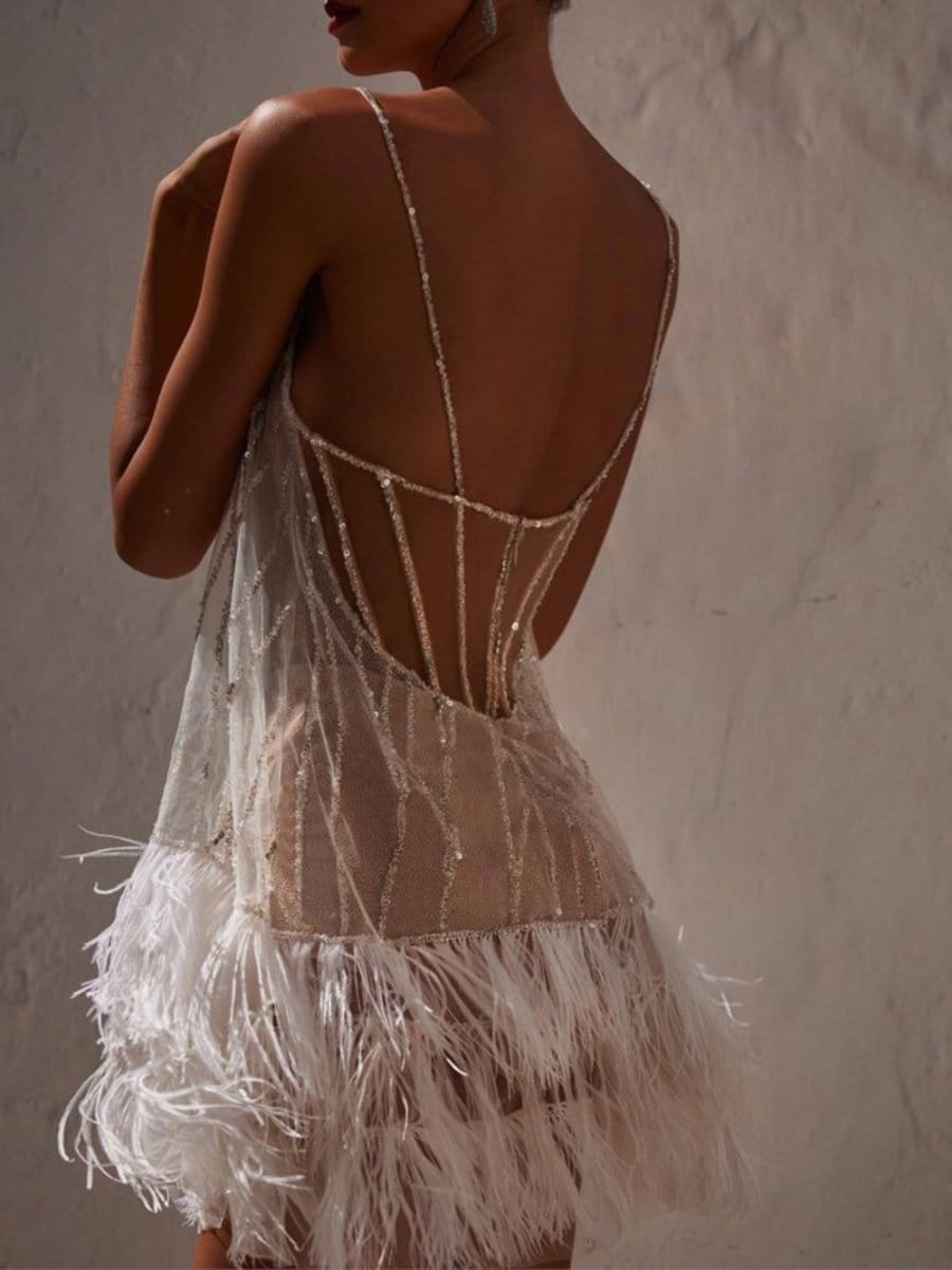 Marie Tassel Mesh Backless Mini Dress 2