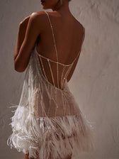 Marie Tassel Mesh Backless Mini Dress 2