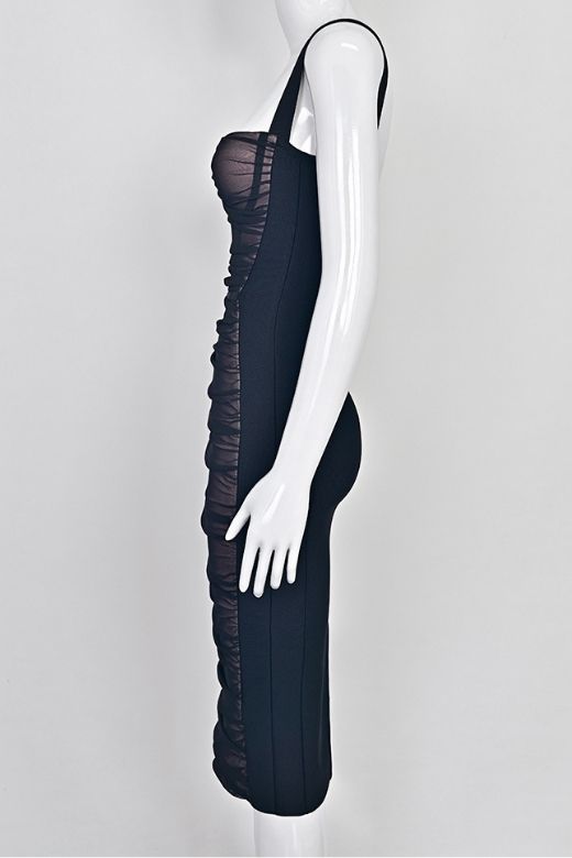 Marilyn Bodycon Wrap Midi Dress - Classic Black