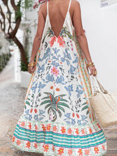 Deep V-Neck Floral Maxi Dress