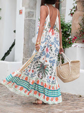 Deep V-Neck Floral Maxi Dress