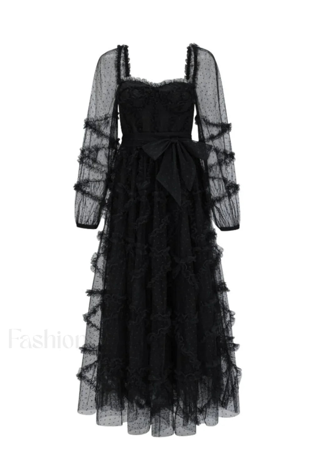 Maryam Sweetheart Stylish Belted Maxi Dress S / Black