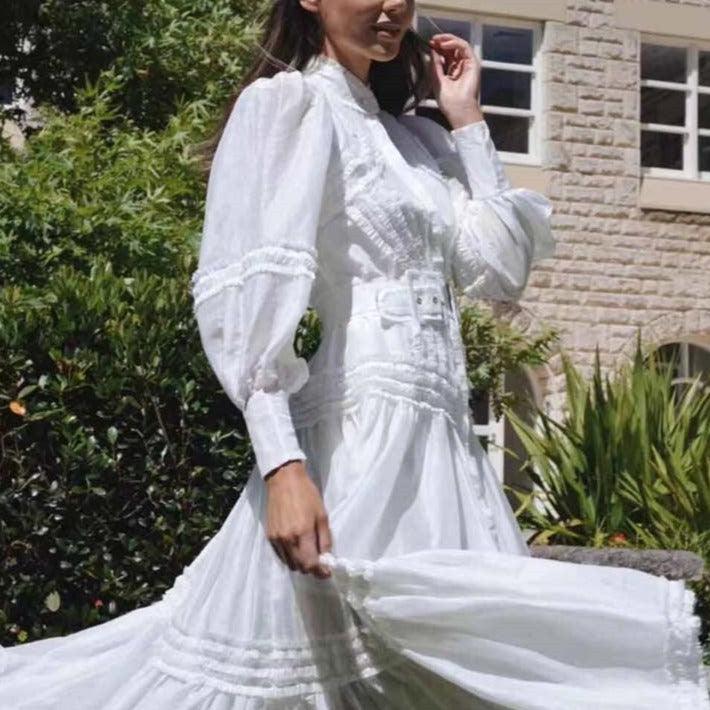 Matilda Bishop Sleeves Belted Maxi Dress