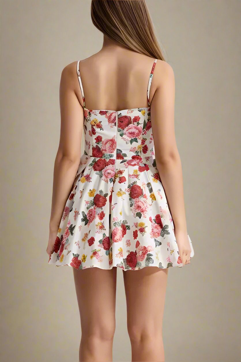 Floral Spaghetti Strap Corset Mini Dress 2