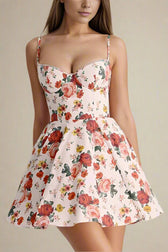 Floral Spaghetti Strap Corset Mini Dress