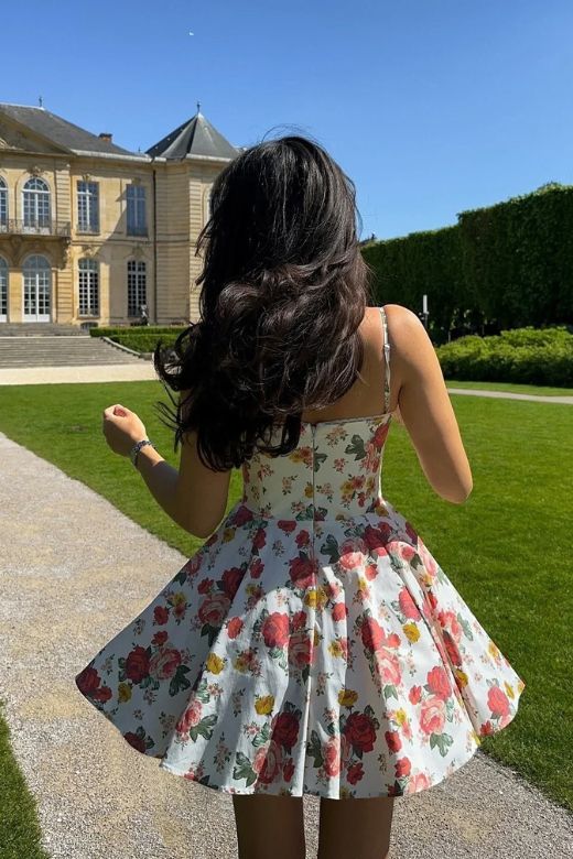 Floral Spaghetti Strap Corset Mini Dress 4