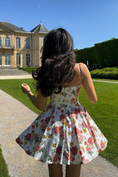 Floral Spaghetti Strap Corset Mini Dress 4