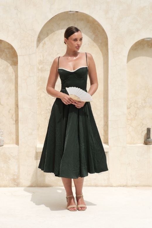 Mavis Midi Dress - Emerald Green