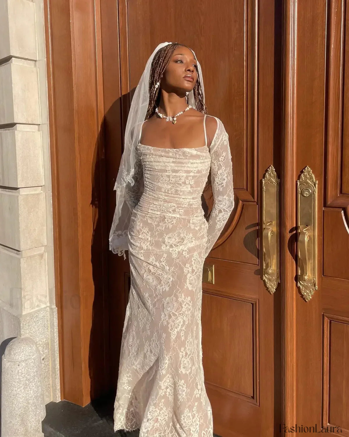 Maxi Women Clothing 2024 Lace Up White Wedding Events Elegant Lace Detachable Cape Party Dress