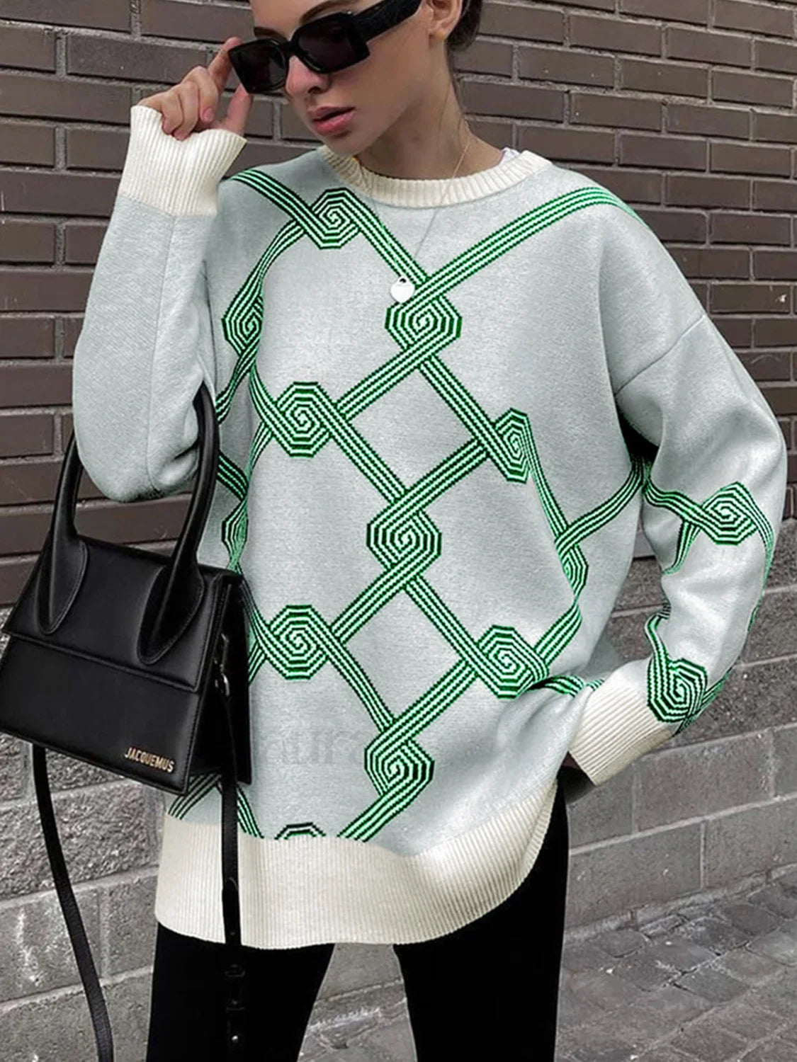 Maze Game Graceful Oversized Sweater Green / S Sweaters L