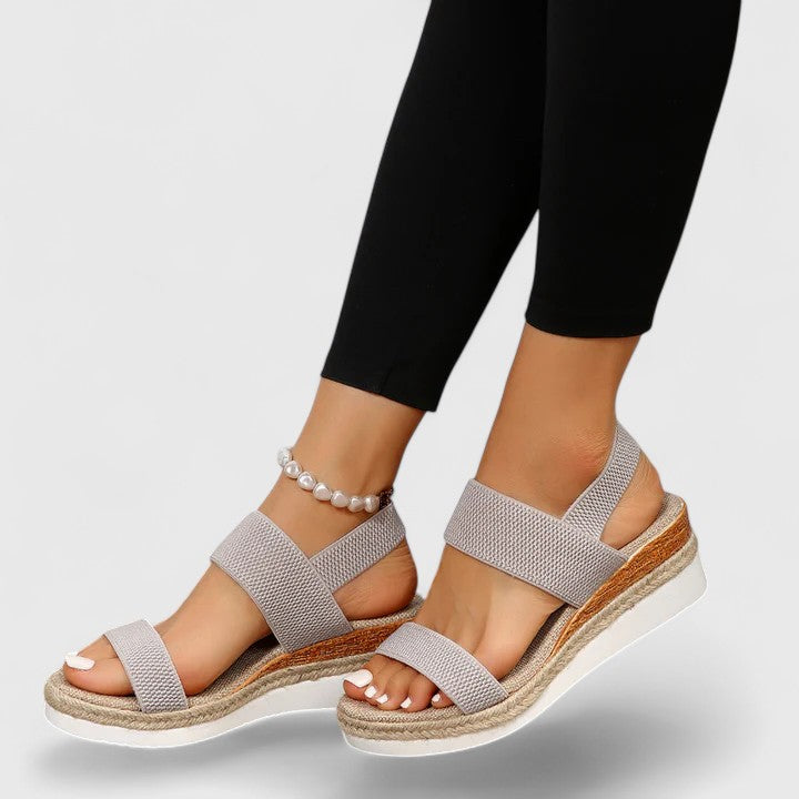 Open Toe Elastic Ankle Strap Espadrille Wedge Sandals 8