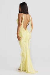 Deep V-Neck Spaghetti Strap Ruffle Mermaid Maxi Gown 3