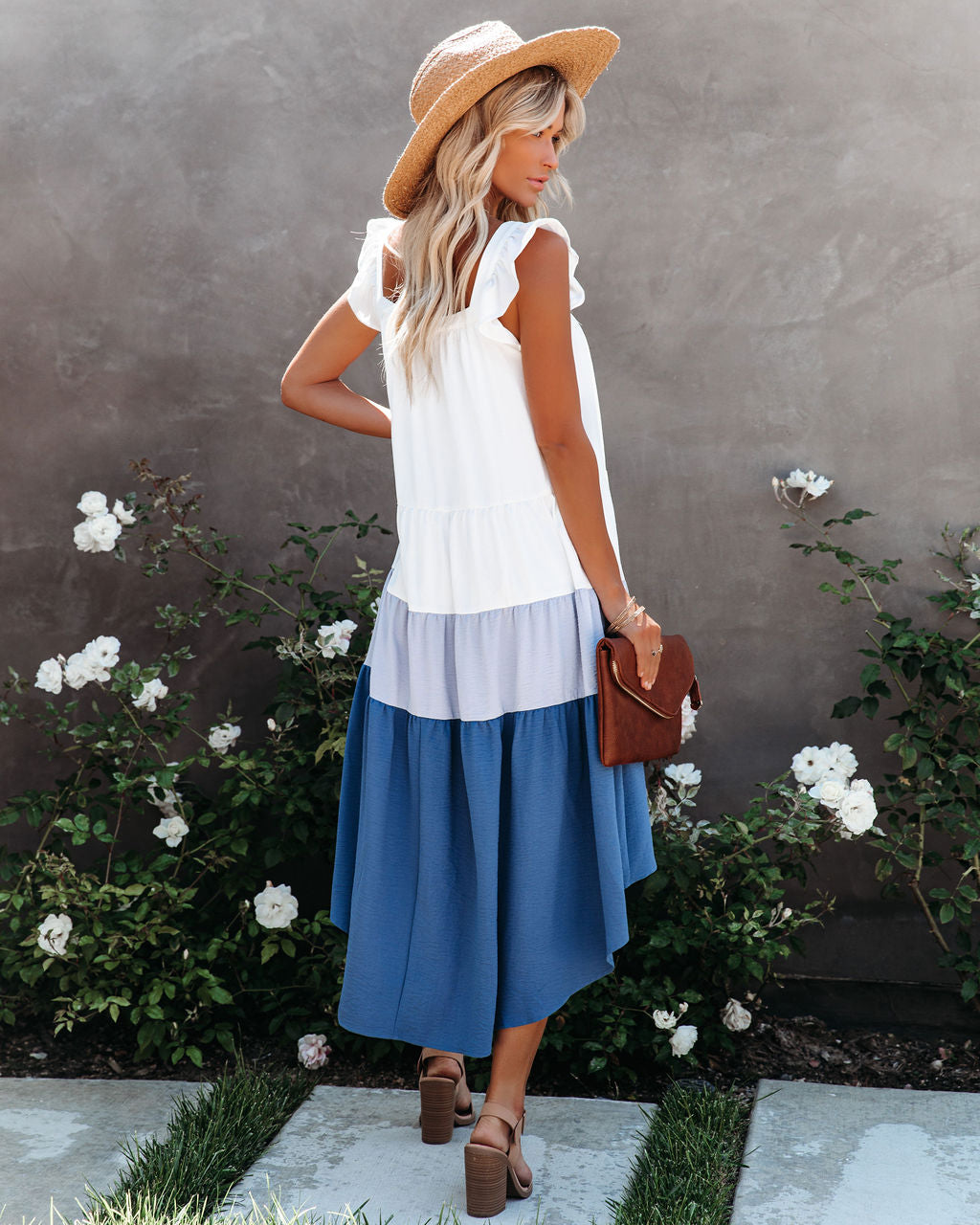 Melody Of Summer Pocketed High Low Tiered Midi Dress