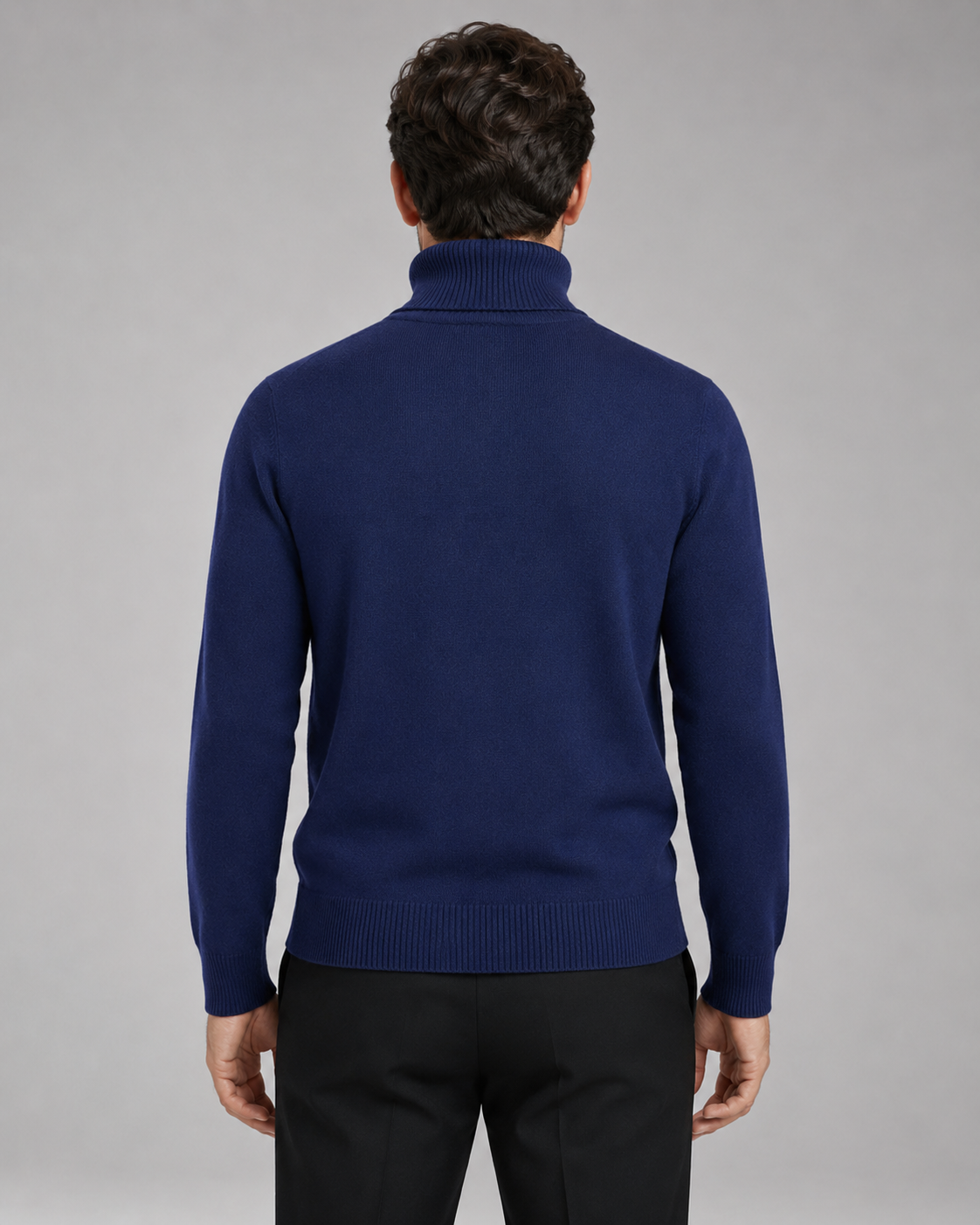 Men's Turtleneck Sweater Fine Knit Roll Neck