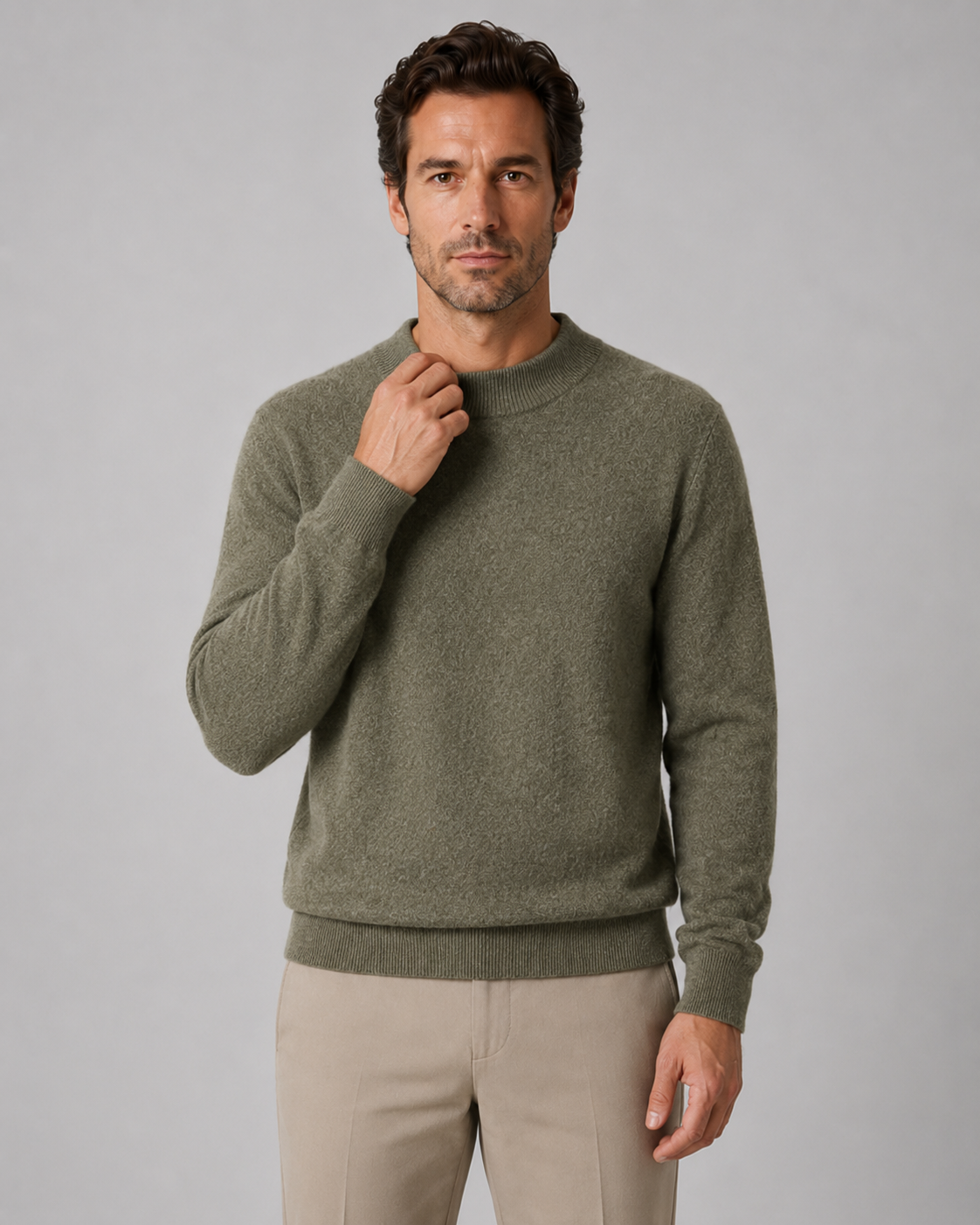 Men's Wool Crew Neck Sweater Lightweight Fine Knit