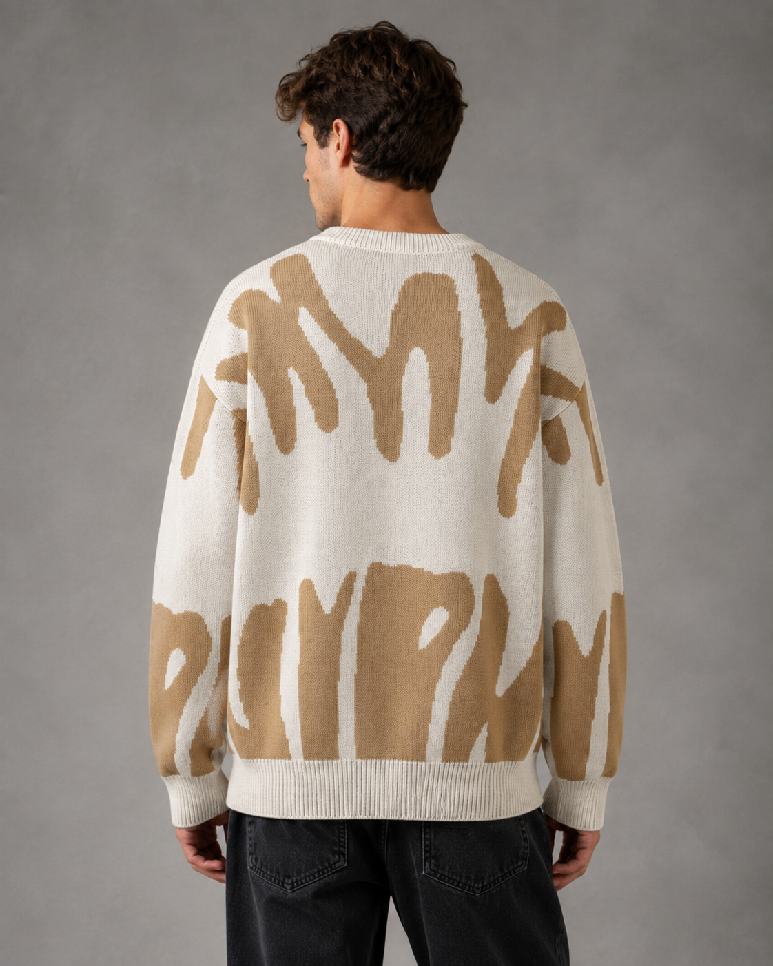 Men's Abstract Knit Sweater - Relaxed Streetwear Fit