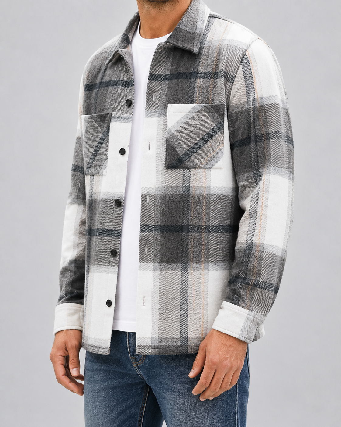 Men's Brushed Check Flannel Shirt Jacket