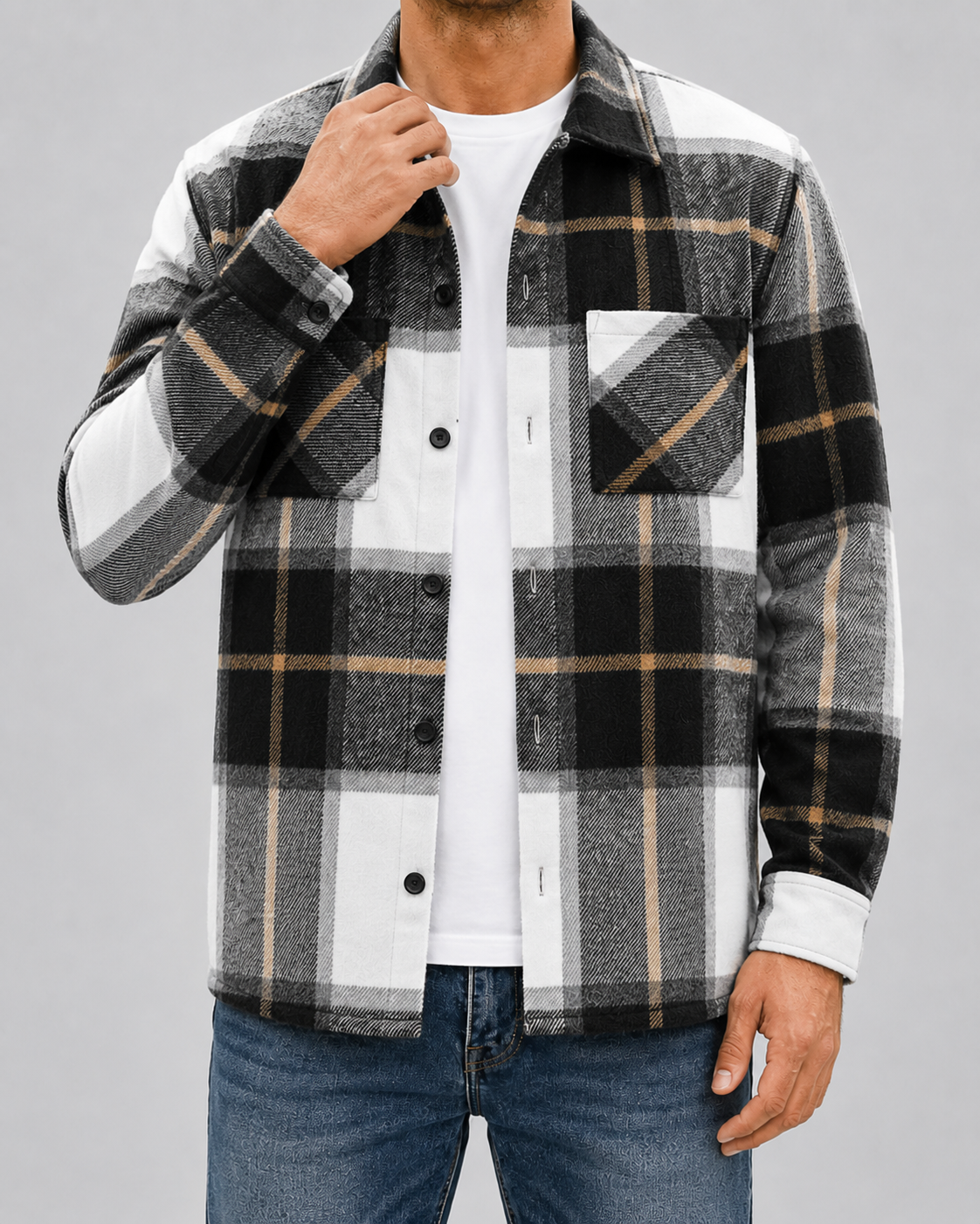 Men's Brushed Check Flannel Shirt Jacket