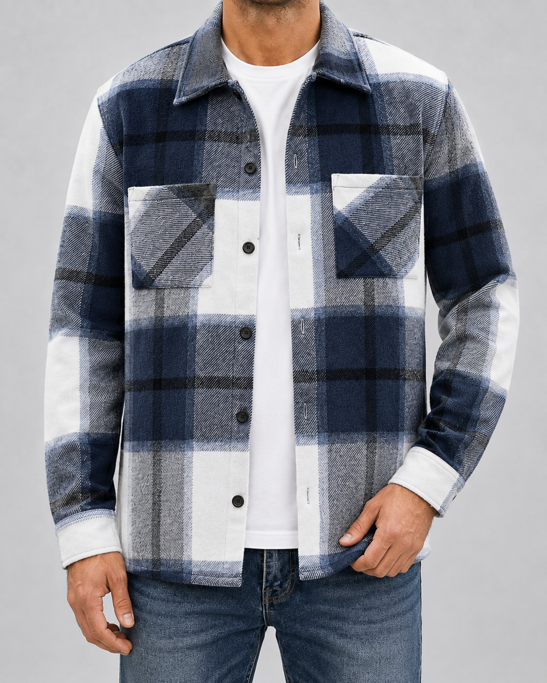 Men's Brushed Check Flannel Shirt Jacket