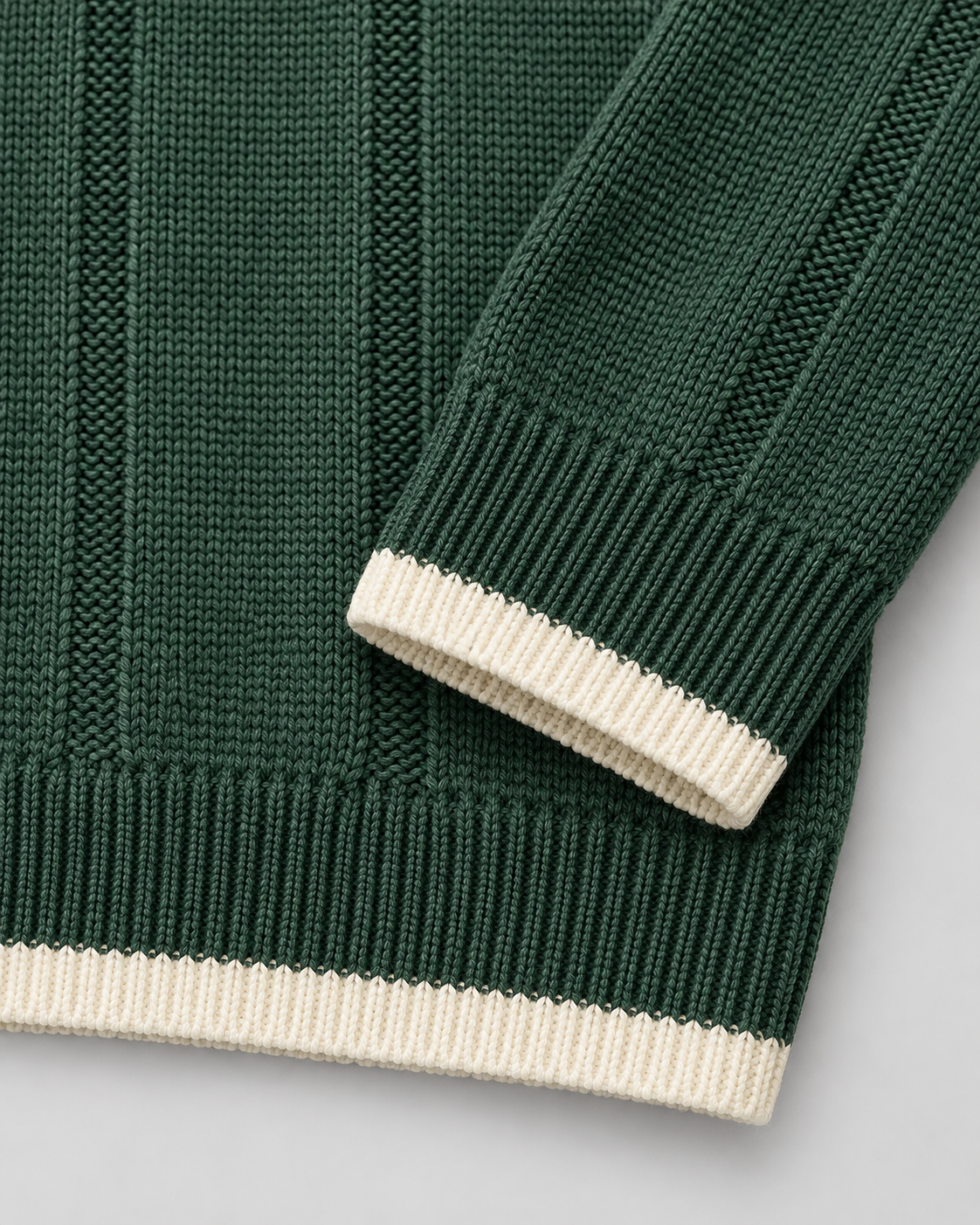 Men's Contrast Collar Polo Sweater - Ribbed Knit Regular Fit