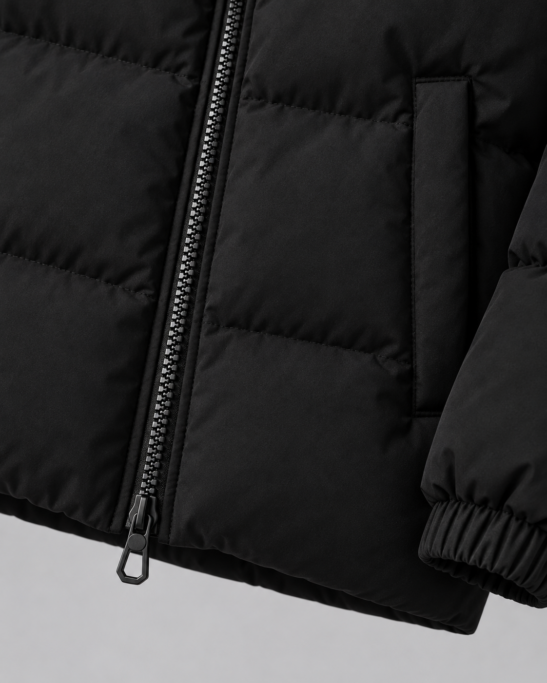 Men's Fleece-Lined Puffer Jacket - Funnel Neck Zip-Up